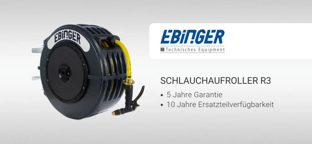 Effizient, langlebig, innovativ: Der Schlauchaufroller R3 von Ebinger erhältlich bei GBC Österreich